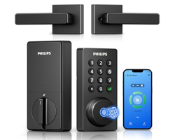 Philips WiFi Keypad Door Lock with Handle, Built-in WiFi, App/Voice/Fingerprint Unlock, Auto Lock