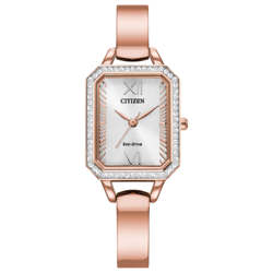 Citizen Silhouette Eco-Drive Women's Pink Gold Crystal Watch, 23mm